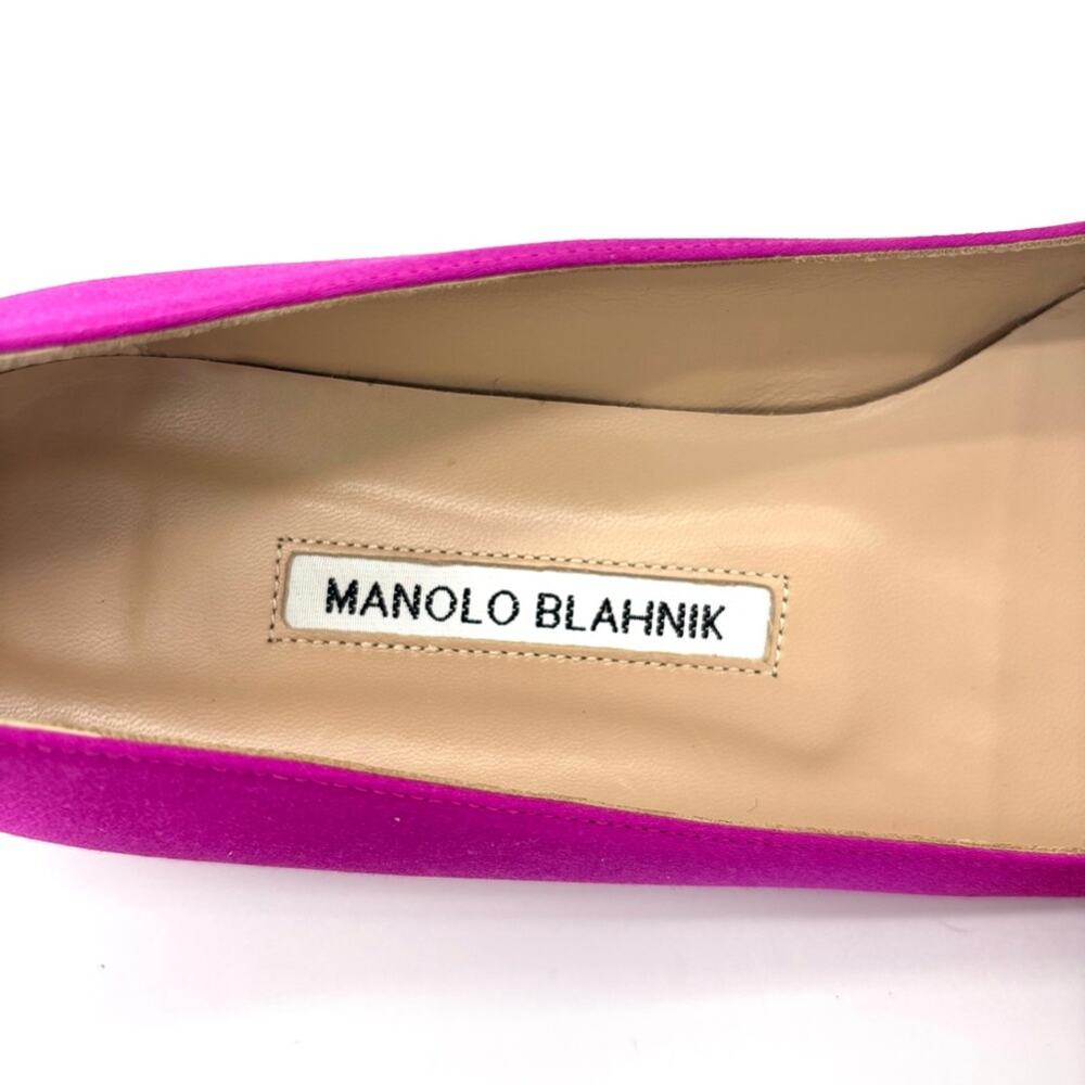 New Manolo Blahnik Hangisi Flat Fuchsia Crystal Embellished Pointed Toe Shoes 39 - Picture 11 of 12